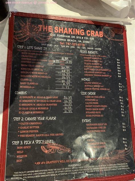 Shaking Crab Menu Prices